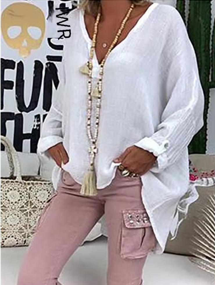 Ondine Bressan | Oversized Linen-Look Tunic Blouse - Image 4
