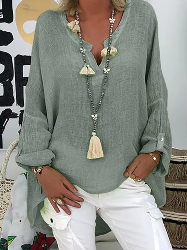 Ondine Bressan | Oversized Linen-Look Tunic Blouse - Image 6