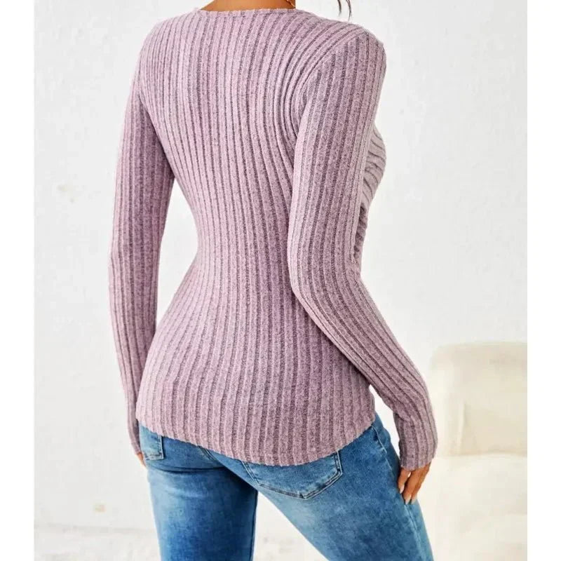 Pauline Vercours | Ribbed Wrap-Front Long Sleeve Top - Image 7