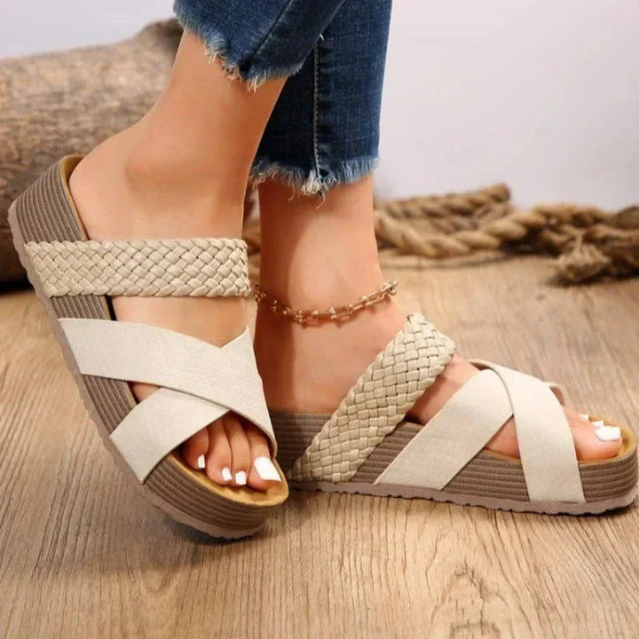 Prisca Ledoux | Woven Crisscross Platform Slide Sandals - Image 2
