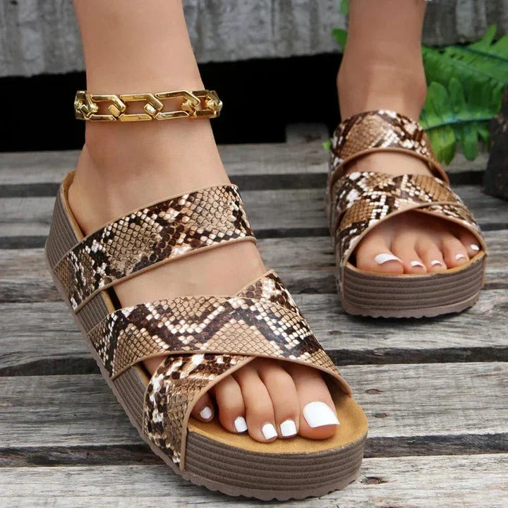 Prisca Ledoux | Woven Crisscross Platform Slide Sandals - Image 4