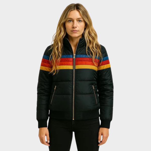 Prudence Vallon | Retro Rainbow Stripe Hooded Puffer Jacket - Image 4