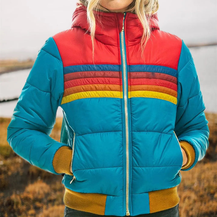 Prudence Vallon | Retro Rainbow Stripe Hooded Puffer Jacket - Image 7