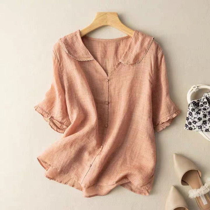 Rejane Auberton | Peter Pan Collar Button-Up Top - Image 2