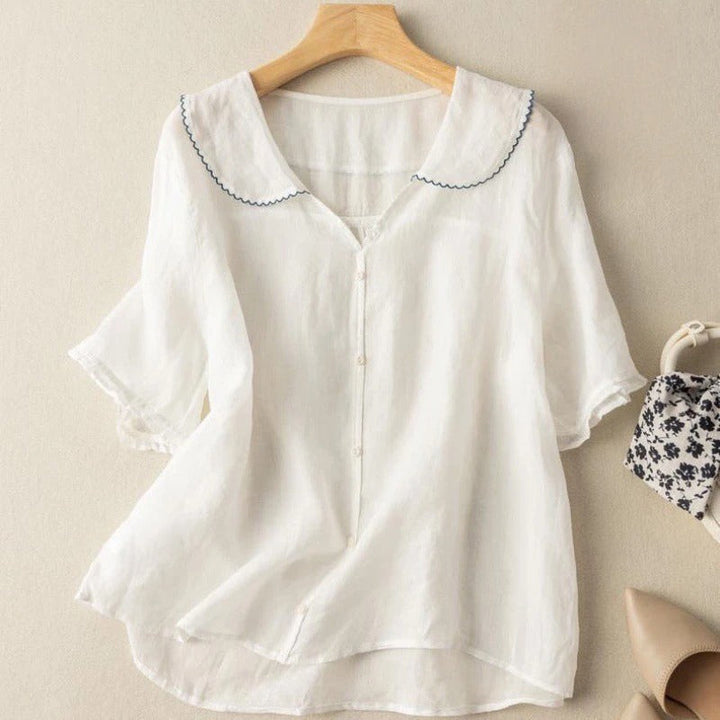 Rejane Auberton | Peter Pan Collar Button-Up Top - Image 5