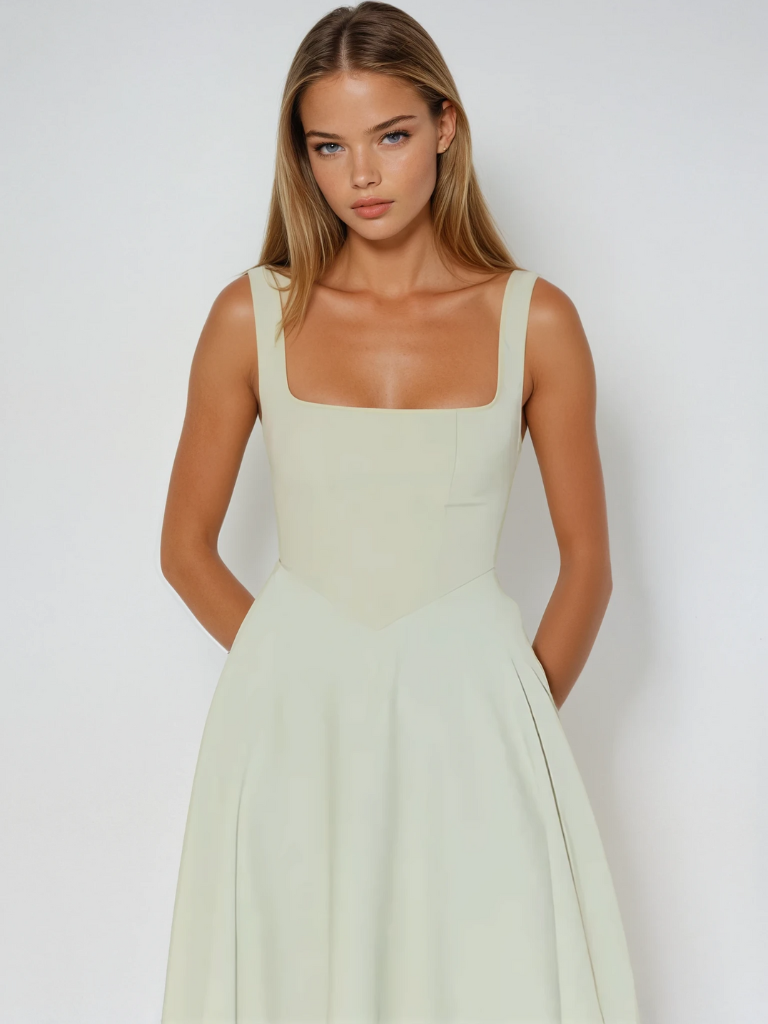 Woman wearing elegant flow maxi dress
