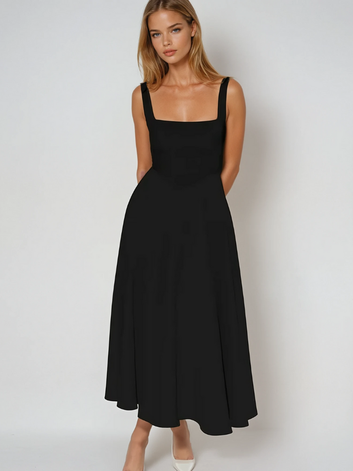 Woman wearing elegant flow maxi dress