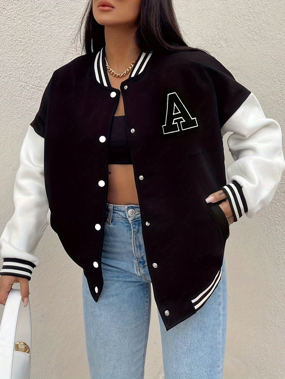 Salome Ferrand | Contrast Varsity Bomber Jacket - Image 1