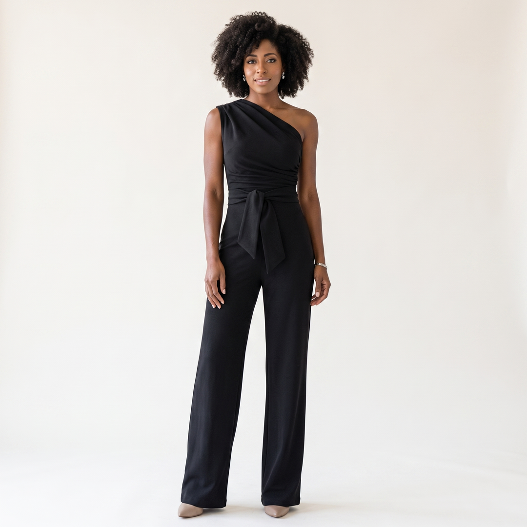 Selene Bonnaire | One-Shoulder Tie-Waist Jumpsuit - Image 1
