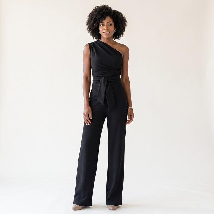 Selene Bonnaire | One-Shoulder Tie-Waist Jumpsuit - Image 1