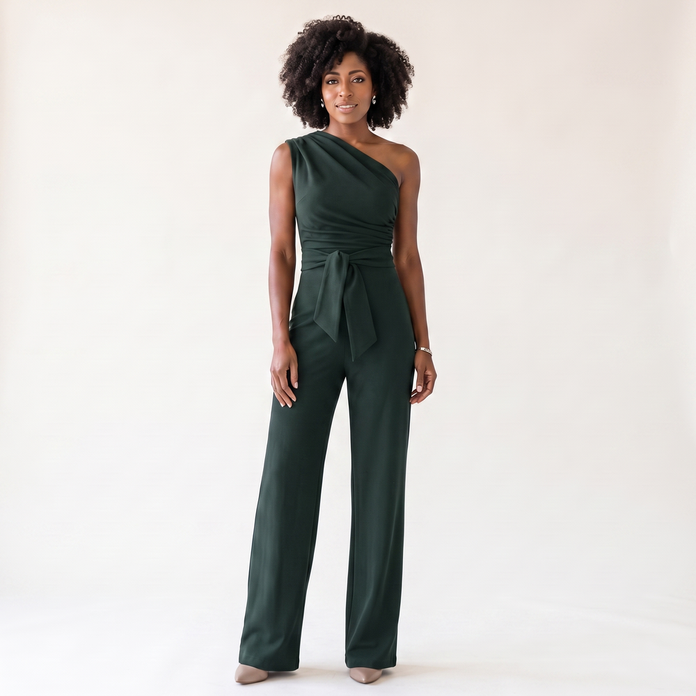 Selene Bonnaire | One-Shoulder Tie-Waist Jumpsuit - Image 2
