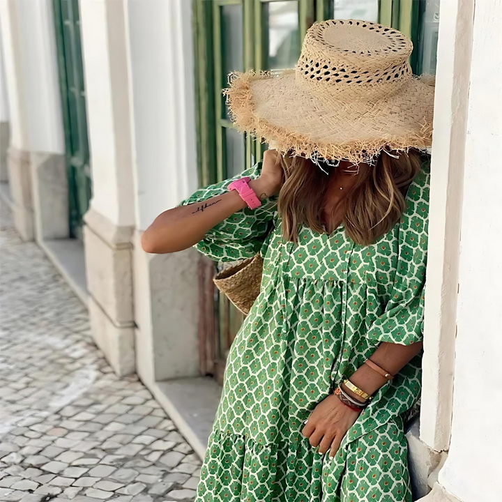 Servane Dumontier | Geometric Print High-Low Maxi Dress - Image 3