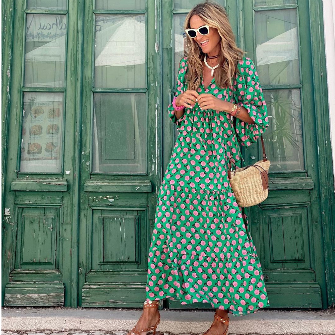 Servane Dumontier | Geometric Print High-Low Maxi Dress - Image 7