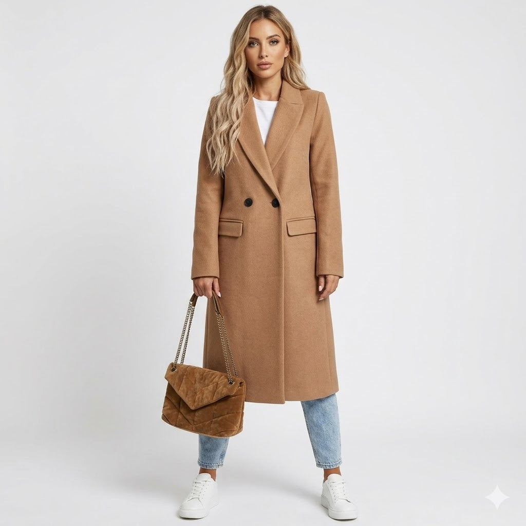 Solene Fabron | Elegant Double-Breasted Midi Coat - Image 1