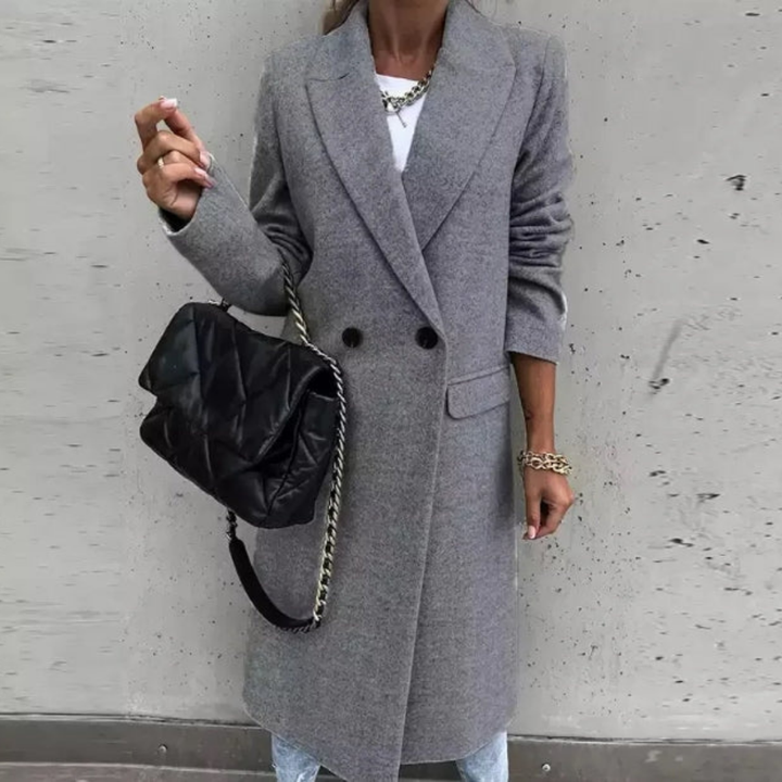 Solene Fabron | Elegant Double-Breasted Midi Coat - Image 3