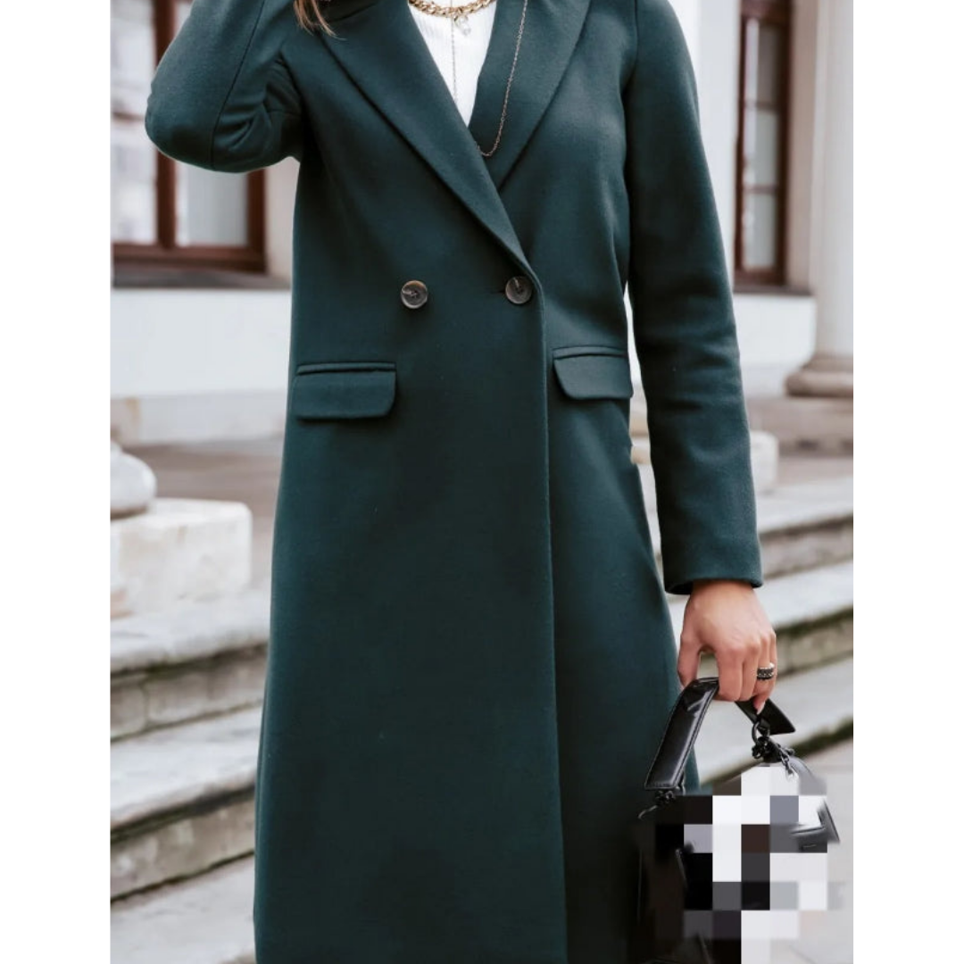 Solene Fabron | Elegant Double-Breasted Midi Coat - Image 5