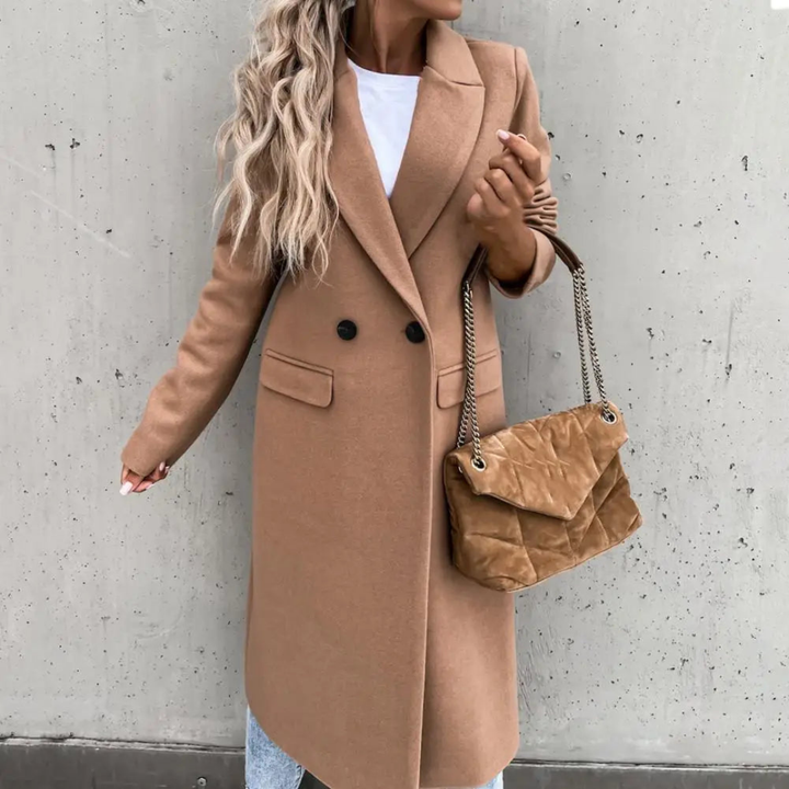 Solene Fabron | Elegant Double-Breasted Midi Coat - Image 6