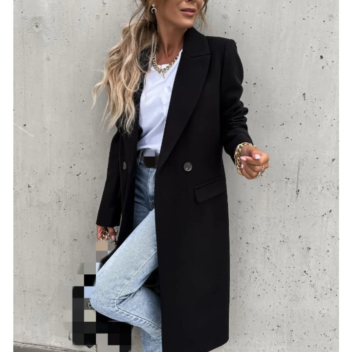 Solene Fabron | Elegant Double-Breasted Midi Coat - Image 7