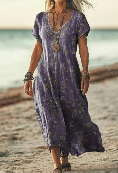 Solenne Duquesne | Boho Floral V-Neck Midi Dress - Image 10