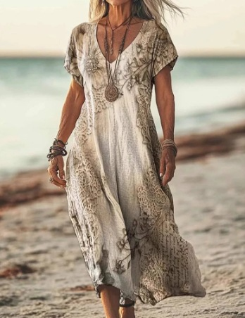 Solenne Duquesne | Boho Floral V-Neck Midi Dress - Image 12