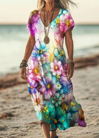 Solenne Duquesne | Boho Floral V-Neck Midi Dress - Image 13