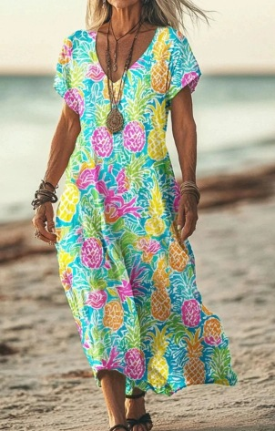 Solenne Duquesne | Boho Floral V-Neck Midi Dress - Image 16
