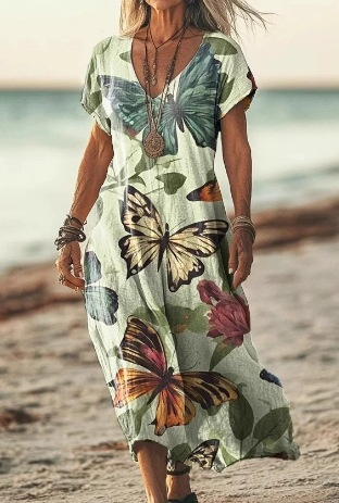 Solenne Duquesne | Boho Floral V-Neck Midi Dress - Image 17