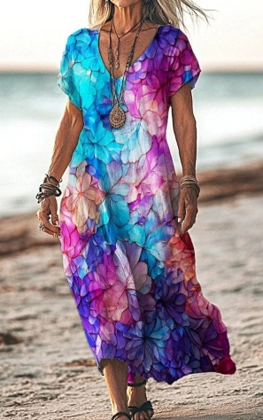 Solenne Duquesne | Boho Floral V-Neck Midi Dress - Image 20