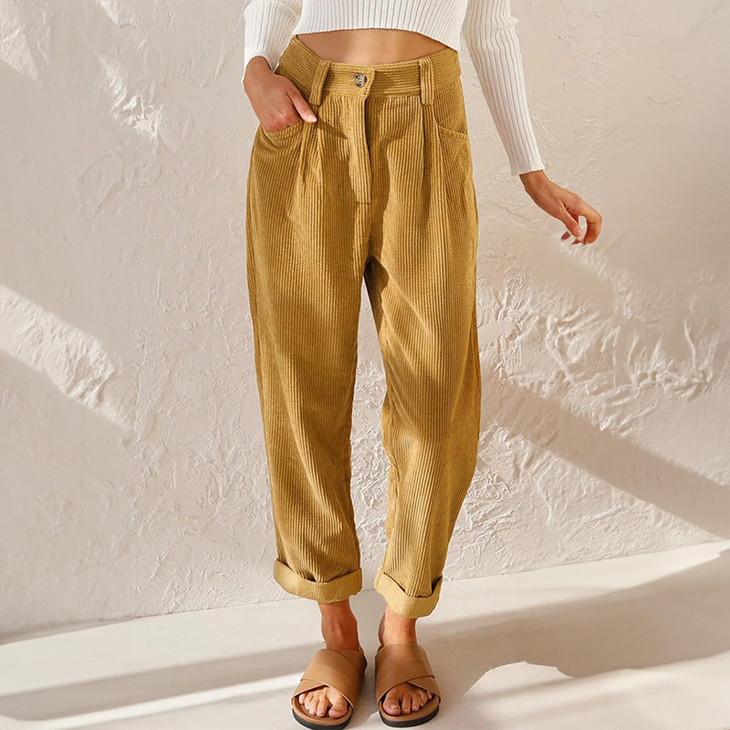 Thea Rousseau | High-Waist Corduroy Tapered Trousers - Image 1