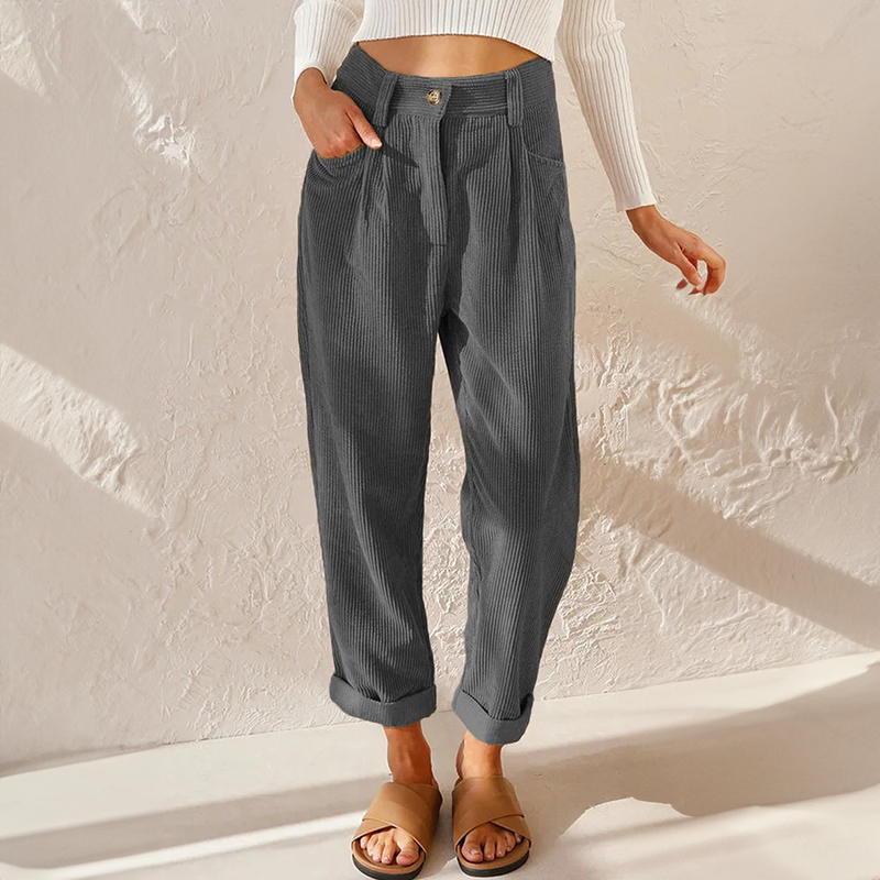 Thea Rousseau | High-Waist Corduroy Tapered Trousers - Image 4