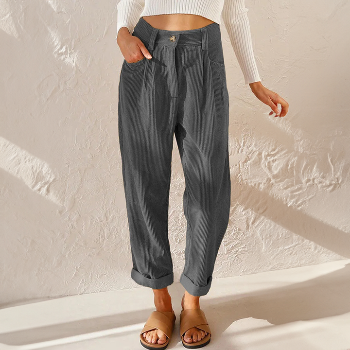 Thea Rousseau | High-Waist Corduroy Tapered Trousers - Image 4
