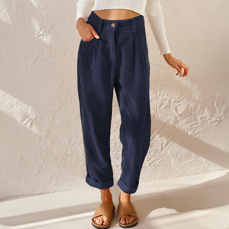 Thea Rousseau | High-Waist Corduroy Tapered Trousers - Image 5