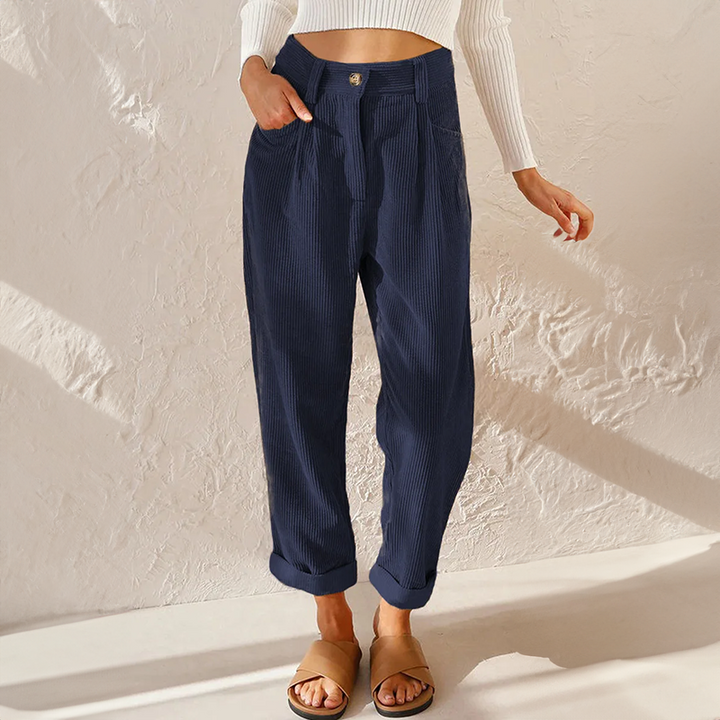 Thea Rousseau | High-Waist Corduroy Tapered Trousers - Image 5