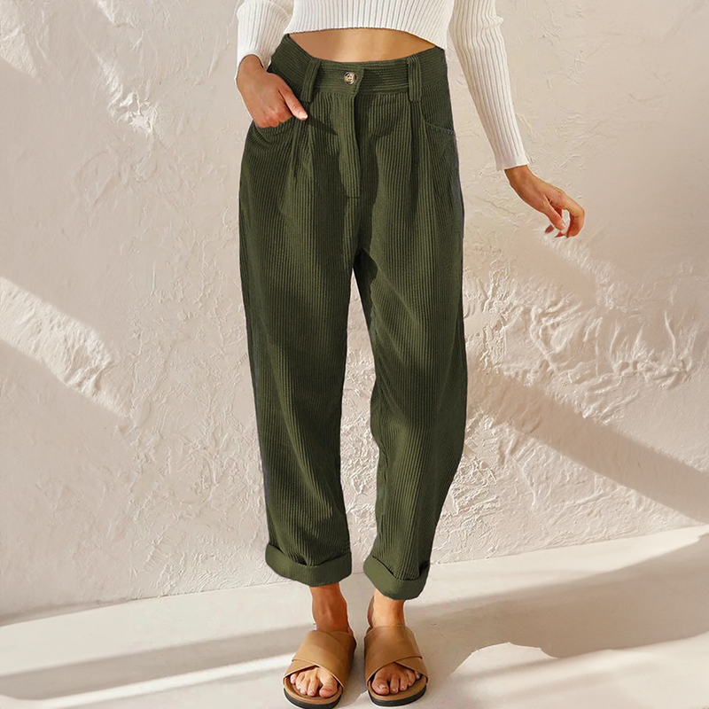 Thea Rousseau | High-Waist Corduroy Tapered Trousers - Image 6
