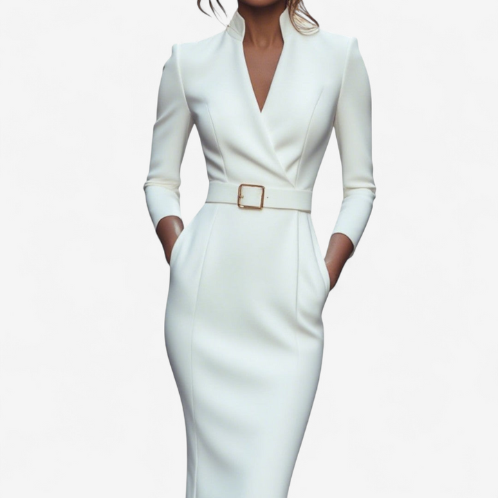 Vivienne Castel | Elegant Belted Sheath Dress - Image 3