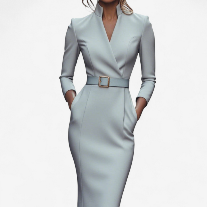 Vivienne Castel | Elegant Belted Sheath Dress - Image 5