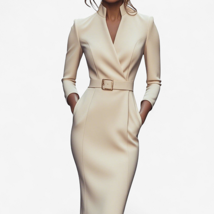 Vivienne Castel | Elegant Belted Sheath Dress - Image 7