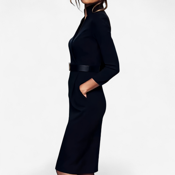 Vivienne Castel | Elegant Belted Sheath Dress - Image 9
