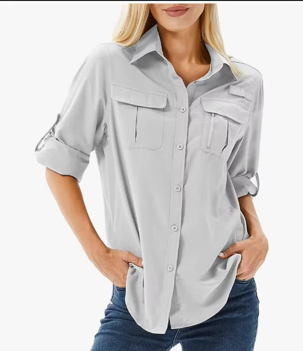 Wren Delacroix | Sun-Protective Roll-Sleeve Hiking Shirt - Image 4