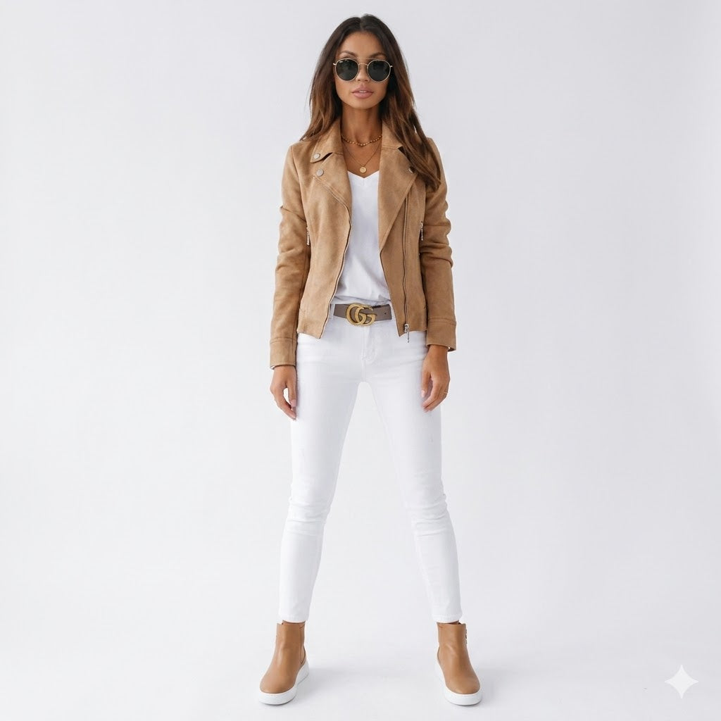Zara Montaigne | Cropped Suede Moto Jacket - Image 1