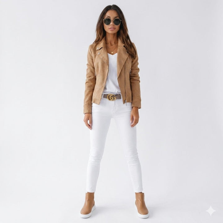 Zara Montaigne | Cropped Suede Moto Jacket - Image 1