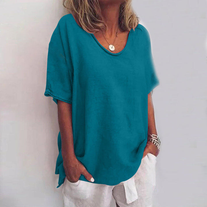 Zelie Fontanel | Oversized V-Neck Drop Shoulder Top - Image 5