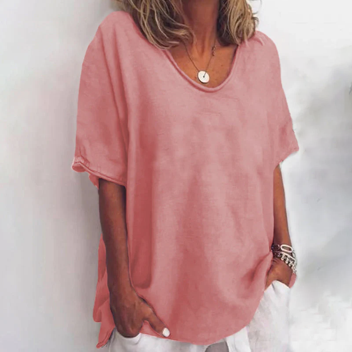 Zelie Fontanel | Oversized V-Neck Drop Shoulder Top - Image 6